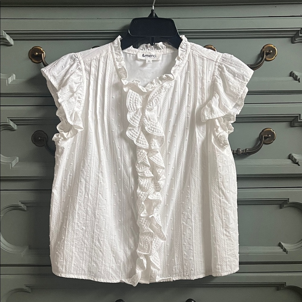White Ruffled Blouse - Picture 2 of 2